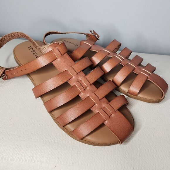 torrid Shoes - NWT Torrid Cognac Faux Leather Fisherman Sandal Size 10.5 Summer Plus Size